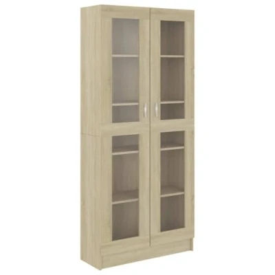 Image of Vitrine Cabinet Sonoma Oak 82.5x30.5x185.5 cm Engineered Wood