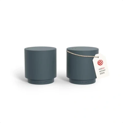 Image of LARS NYSØM Mini Salt and Pepper Shakers Set Stainless Steel with Modern Minimalist Design, Easy Refill, Small Size (Stone Blue)