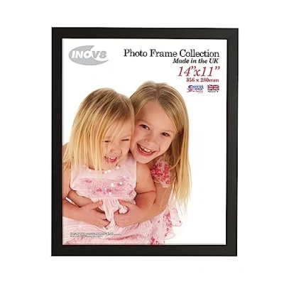Image of Inov8 British Made Real Wood Picture/Photo Frame 14x11&quot; Inch(35x27cm) Auckland 20mm Pine Black