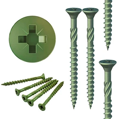 Image of Professional Green Coated DECKING Screws Landscape Fencing Exterior 4.5mm x 50 60 70mm (400, 4.5 50mm)
