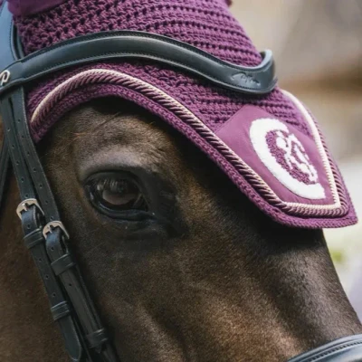 Image of Kentucky Horsewear Fly Hood Wellington 3D Logo Rope Purple Full Size Horse &amp; Equestrian