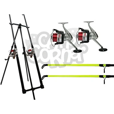 Image of NGT Sea Fishing Beachcaster Set up 2x 12FT Rods Reels With Line And Tripod