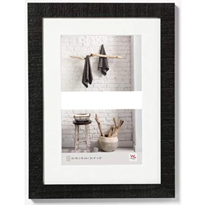 Image of walther Design Picture Frame Black 2X 13x18 cm Gallery with PassepArtout, Home Wooden HO218B