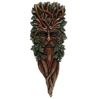 Image of Enchanting Traditional Style Rustic Green Man Wall Plaque 46cm x 19.5cm (1 Pc.) Durable Resin Material Perfect For Indoor &amp; Outdoor Decor