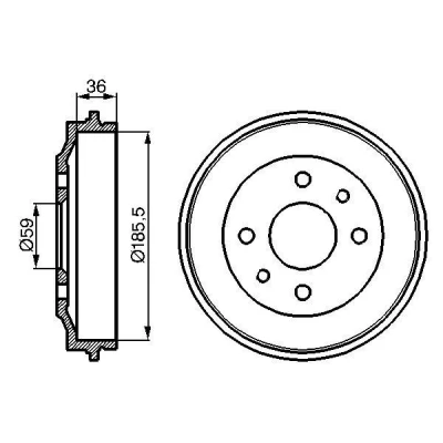 Image of 46621077, 5890762, 655437680, 777842, 94379680 Brake Drum BOSCH 0 986 477 055 219mm Rear Axle FIAT: Cinquecento, Panda I Hatchback, 126