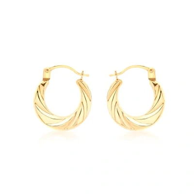 Image of Carissima Gold Women&#039;s 9 ct Yellow Diamond Cut Creole Earrings