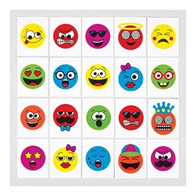 Image of Baker Ross AV294 Funny Face Temporary Tattoos, Wear, for Party Bag Fillers and Small Toys Kids, Star, Assorted, (Pack of 24)