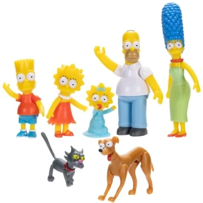 Image of THE SIMPSONS Action Figures Family Multi Pack 6.35cm Scale by JAKKS Pacific, Includes Homer, Marge, Bart, Lisa, Maggie, Santa’s Little Helper, and Snowball II