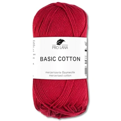 Image of Frida&#039;s Wollhaus Pro Lana 50 g Basic Cotton Knitting Crochet Wool Yarn 64 Colours (30 Ruby Red)