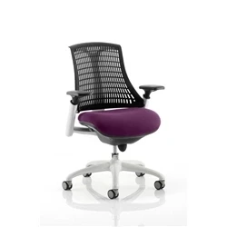 Image of Flex Task Operator Chair White Frame Black Back Bespoke Colour Seat Tansy Purple