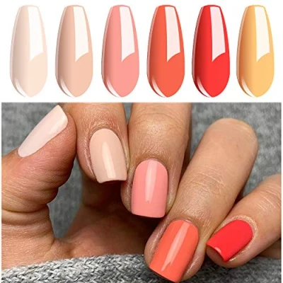 Image of Vishine 6Pcs Soak Off LED UV Gel Nail Polish Varnish Art Starter Kit Beauty Manicure Peach Orange Collection Set