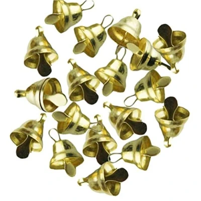 Image of Hotaden 20 Pcs Xmas Mini Gold Jingle Bells Ornaments Decorations for Home Christmas Tree Decorative Craft