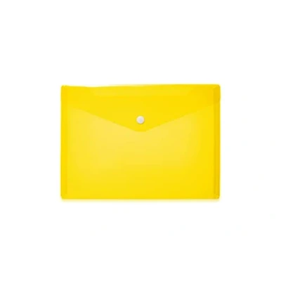 Image of HERMA 20052 Document Wallet A5 Transparent Yellow, Small Pockets Envelope with Press Stud Fastening, Plastic for School, University, Office, Travel