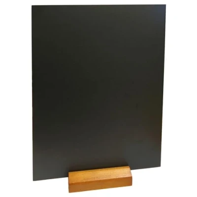 Image of A5 Table Top Chalkboard with Wooden Plinth Stand Rectangular Chalk Boards for Menus Specials &amp; Cafes Easy Wipe Clean Double Sided Blackboard Sign Liquid Normal