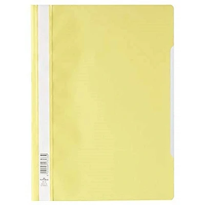 Image of Durable Clear View A4 Document Folder Yellow Transparent Front Cover Pack of 50 Folders Ideal for Holding Punched Documents