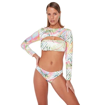 Image of Trendyol Women&#039;s Waist Normal Trotter Bikini Bottom Swimwear, Very Colorful, 8