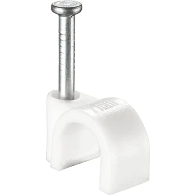 Image of BG Electrical Round Cable Clips, Pack of 50, White, 7 mm