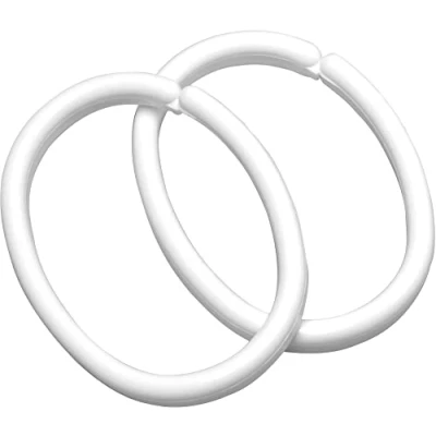 Image of Sealskin Clips Shower Curtain Rings, Polypropylene, White, 4.7 x 6.2 0.7 cm