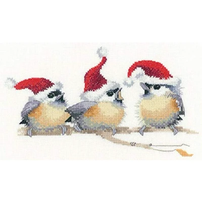 Image of Heritage Crafts Cross Stitch Kit Festive Chicks (Aida)