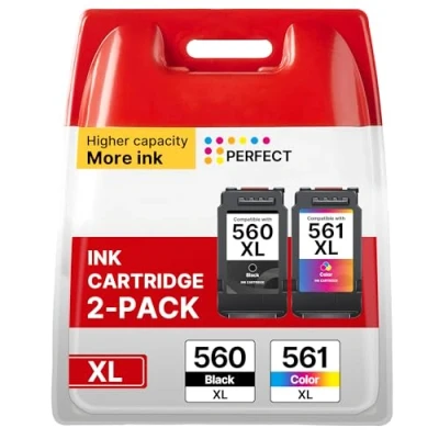 Image of PG 560XL CL 561XL Replacement for Canon 560 561 Ink Cartridges Pixma TS7451 TS7450 TS5350 TS5351 TS5350a TS5352 Printer All in One (1 Black 1 Colour)