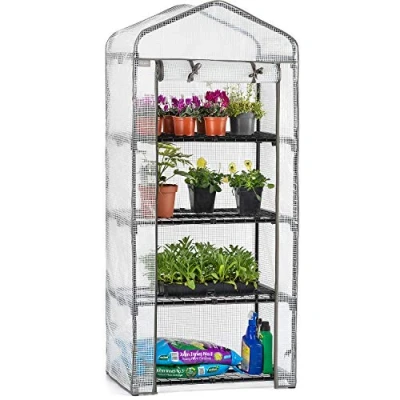 Image of CHRISTOW Mini Greenhouse 4 Tier, Reinforced Four Shelf Growhouse, Portable Heavy Duty Garden Grow House, 5ft 2in x 2ft 1ft 6in
