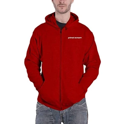 Image of Rock Off Primal Scream Hoodie Screamadelica Band Logo Official Mens Red Zipped L