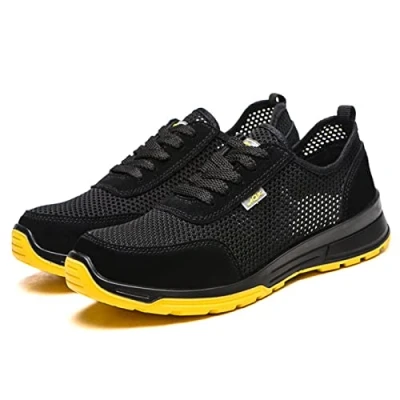 Image of fayengan Safety Shoes Trainers Mens Women Lightweight Breathable Work Steel Toe Caps Sneakers (Color : Black, Size 3 UK)