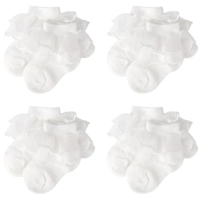 Image of DRESHOW Infant Lace Bow Socks baby Frilly Newborn Toddlers Girls Ankle Dress Sock
