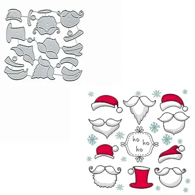 Image of Christmas Set with Santa Claus Metal Die Cuts,Merry Christams Beard Snata Card Cutting Dies Cut Stencils for DIY Scrapbooking Album Decorative Embossing Paper Making