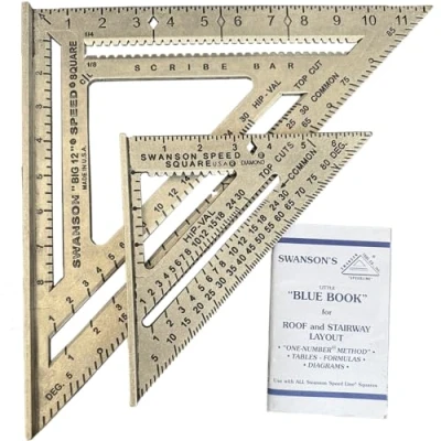 Image of Swanson SW1201K 7&quot; &amp; Big 12&quot; Speed Square Layout Tool Kit Without Bar,Blue