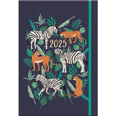 Image of 2025 Diary A5 Stylish Blue Jungle Leopard &amp; Zebra Soft Cover Week to View Planner Home Office