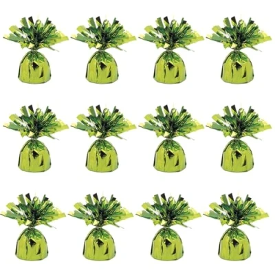 Image of Foil Helium Balloon Weights Pack of 12 Durable &amp; Colourful Lime Green for Birthdays Parties, Events Celebrations Perfect Weight Holders