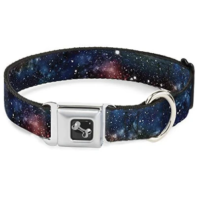 Image of Buckle Down Seatbelt Dog Collar Space Dust Collage 1&quot; Wide Fits 15 26&quot; Neck Large