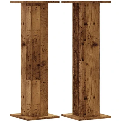 Image of vidaXL Plant Stands 2 pcs Old Wood 30x30x95 cm Engineered