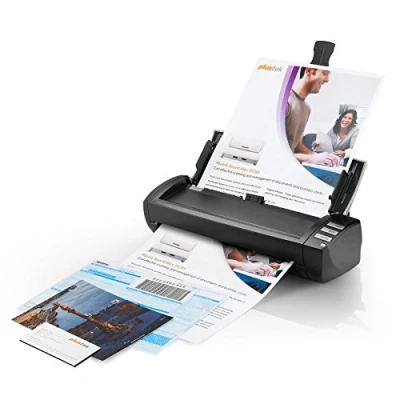 Image of Plustek AD480 Desktop Scanner for Card and Document, with 20 Page Paper Feeder Exclusive Slot. Windows only