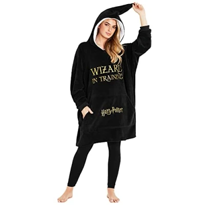 Image of Harry Potter Oversized Blanket Hoodie for Women Men and Teens, Fleece Wearable (Black)
