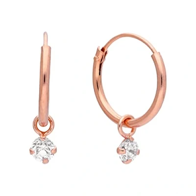 Image of Rose Gold Dipped Sterling Silver &amp; CZ 3mm Crystal Hoop Earrings