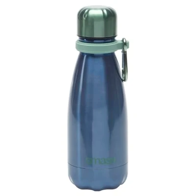 Image of Smash Stainless Steel Single Wall 400ml Water Bottle with Carabiner, Blue Green