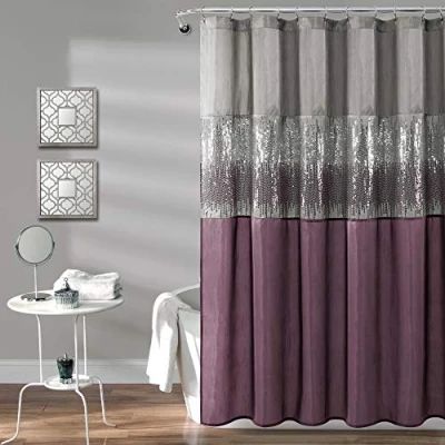 Image of Lush Decor Night Sky Shower Curtain, Polyester, Gray &amp; Purple, 72&quot; W x L (Pack of 1)