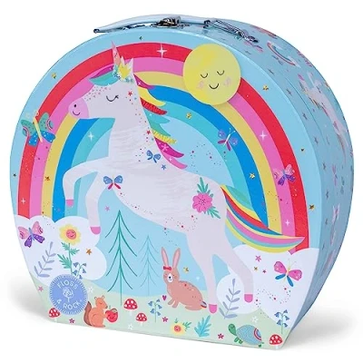 Image of Kids Tin Afternoon Tea Party Musical Girl Set 11 Piece Rainbow Fairy With Decorative Matching Storage Box Eco Friendly