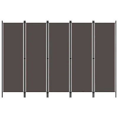 Image of &#039;vidaXL 5 Panel Room Divider Lightweight, Foldable Privacy Screen/Partition, Anthracite Colour, Fabric and Powder Coated Iron Frame, Ideal for Living Room, Bedroom, Kids