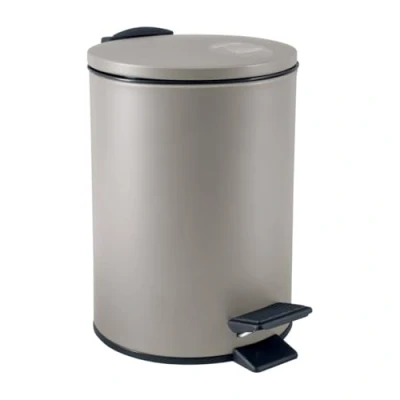 Image of Spirella Adelar Cosmetic Bin 3 Litres Stainless Steel with Soft Close Mechanism and Inner Bucket Taupe
