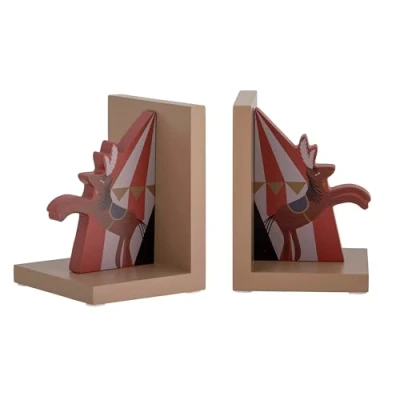 Image of Bloomingville Mini Santos 82054319 Set of 2 Bookends 100% MDF 11 x 22 15 cm Red
