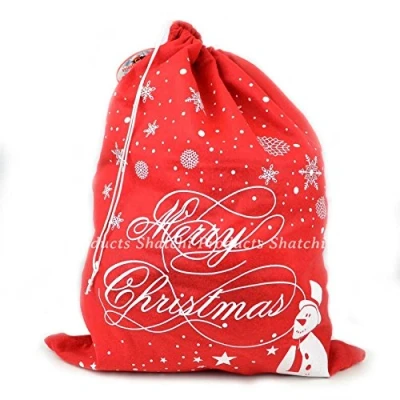 Image of SHATCHI 10Pcs 46 x 60cm Large Sack Merry Printed Stocking Xmas Gifts Bags for Kids, Jumbo Father Christmas Santa Clause Costume Accessories, Snowman &amp; Snowflake