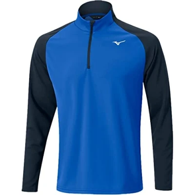 Image of Mizuno Golf Mens Winter Breeze Bloc Lightweight 1/4 Zip Sweater Pullover Blue Medium