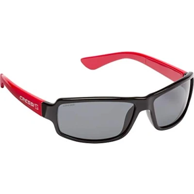 Image of Cressi Ninja Flexible Sunglasses Men&#039;s Polarized One Size, Shiny Black Lens Dark Grey