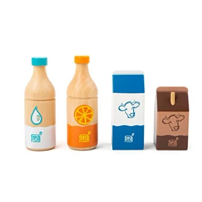 Image of Small Foot 11438 Drinks Set Fresh, Made of Wood, Role Toy, Accessory Product for Every Play Store, 4 Pieces, Multicolored