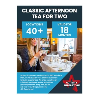 Image of Activity Superstore Classic Afternoon Tea for Two,18 month Validity, Available at 40+ UK Locations, Tea, Experience Days, Couples Gifts