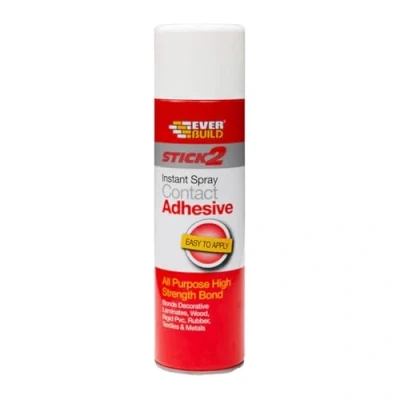 Image of Everbuild Stick 2 All Purpose High Bond Strength Contact Spray Adhesive, 500 ml, Beige
