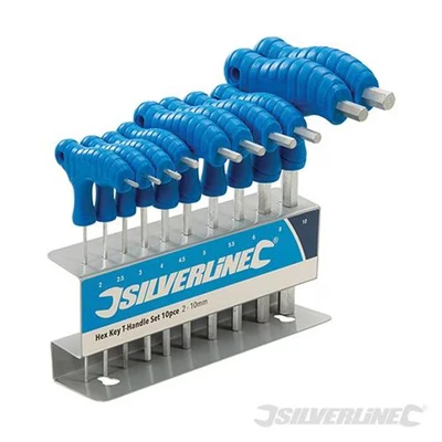 Image of Silverline Hex Key T Handle Set 10pce 2 10mm